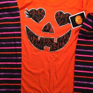 Orange Halloween Pumpkin glitter shirt 🎃